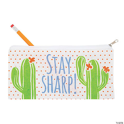 Cactus Canvas Pencil Cases - 12 Pc.