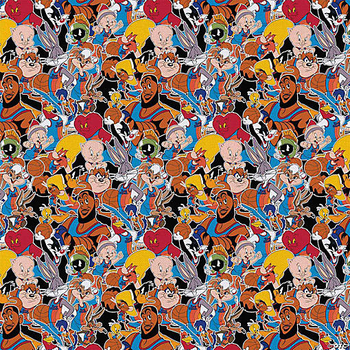 Camelot Cotton Fabrics Space Jam Precut 2yd Sticker Stack