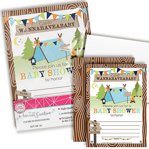 Camping Baby Shower Invitations (Boy)