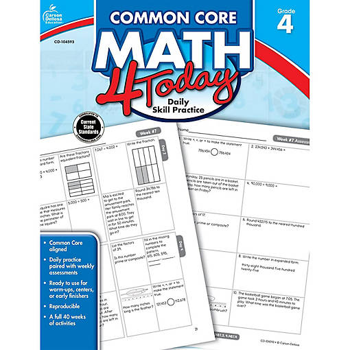 Carson Dellosa Common Core Math 4 Today, Grade 4 Workbook