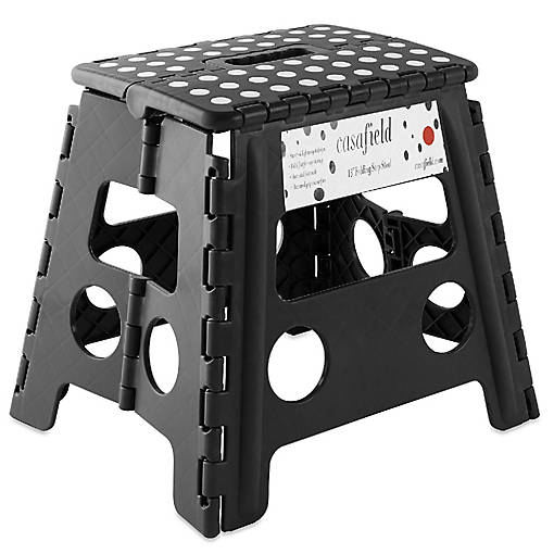 Casafield 13" Collapsible Folding Plastic Kitchen Step Foot Stool with Handle - Black