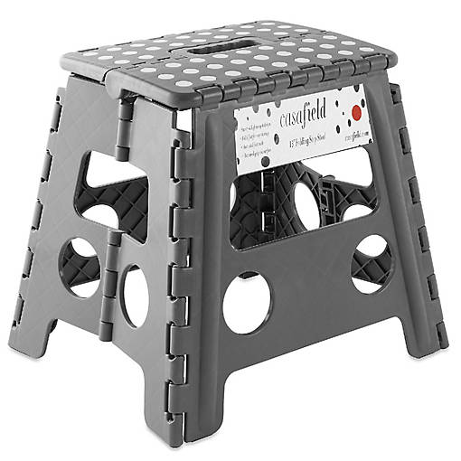 Casafield 13" Collapsible Folding Plastic Kitchen Step Foot Stool with Handle - Gray