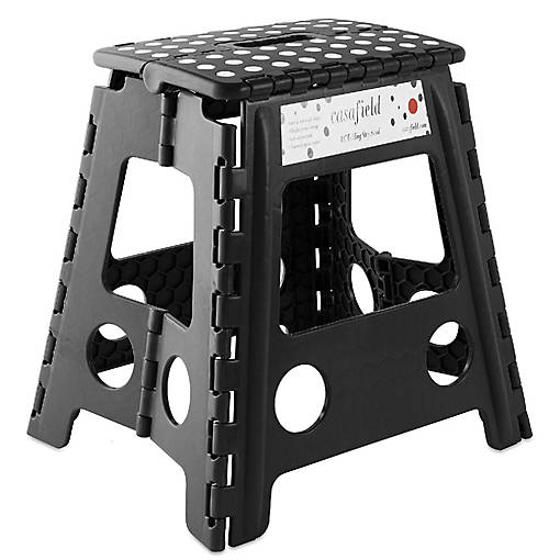 Casafield 16" Collapsible Folding Plastic Kitchen Step Foot Stool with Handle - Black