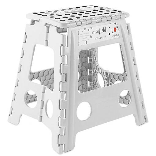 Casafield 16" Collapsible Folding Plastic Kitchen Step Foot Stool with Handle - White