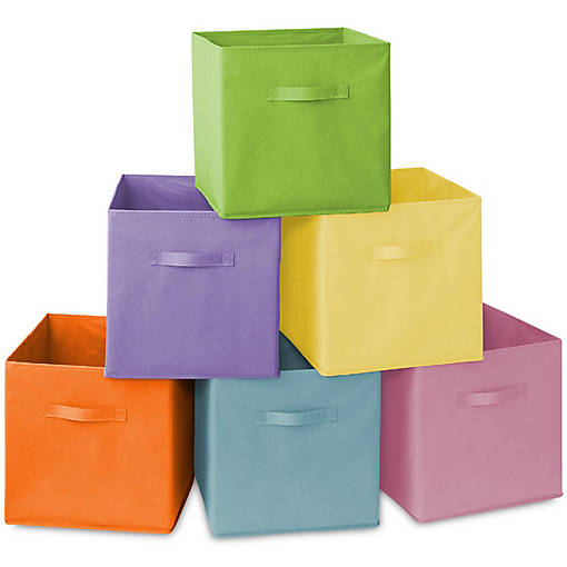 Casafield 6 Collapsible 13" Fabric Cubby Cube Storage Bin Baskets for Shelves - Multicolor