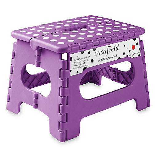 Casafield 9" Collapsible Folding Plastic Kitchen Step Foot Stool with Handle - Purple
