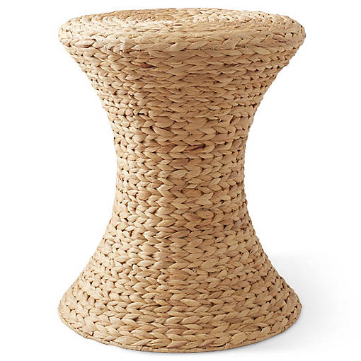 Casafield Hourglass Side Table, Water Hyacinth Wicker Round End Table, Boho Accent Table