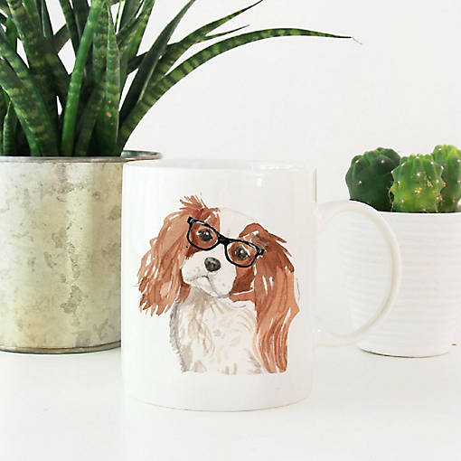Cavalier Spaniel Black Glasses Mug