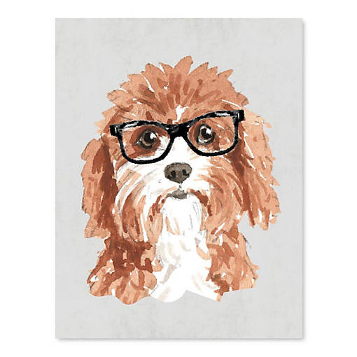Cavapoo Dog Print Black Glasses 8.5x11in