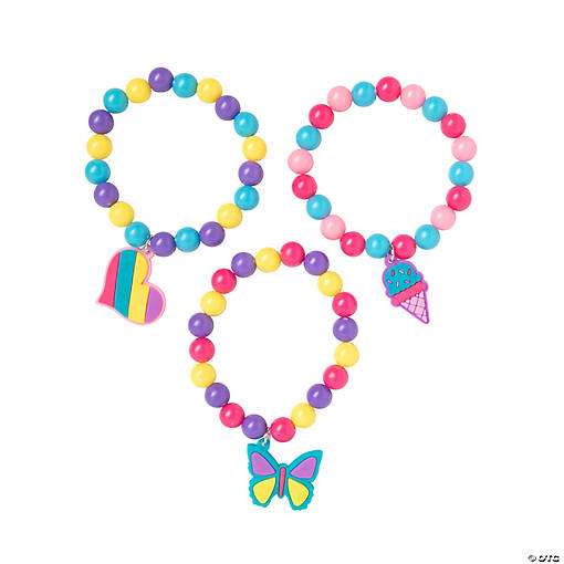 Charm Bead Bracelets - 12 Pc.