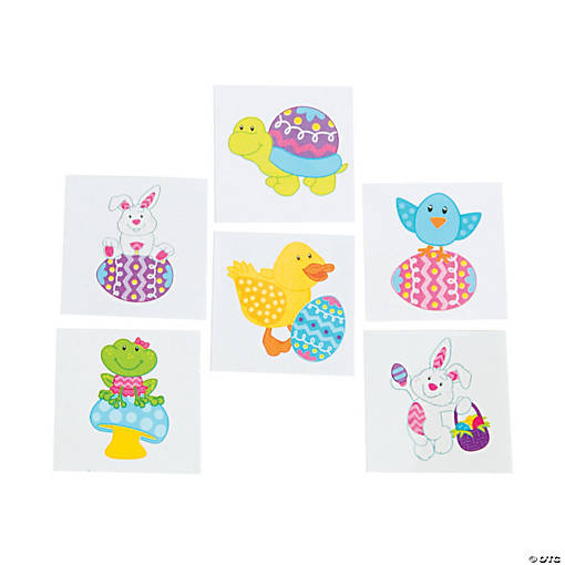 Charming Easter Character Temporary Tattoos - 72 Pc. for Fun Celebrations