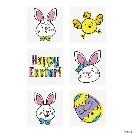 Charming Happy Easter Temporary Tattoos - 72 Pc. for Fun Celebrations