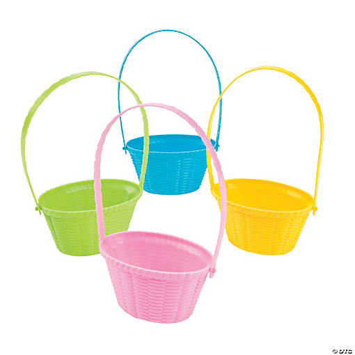 Charming Mini Pastel Plastic Easter Baskets - 12 Pc. for Spring Celebrations