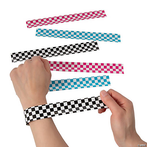 Checkered Slap Bracelets - 12 Pc.