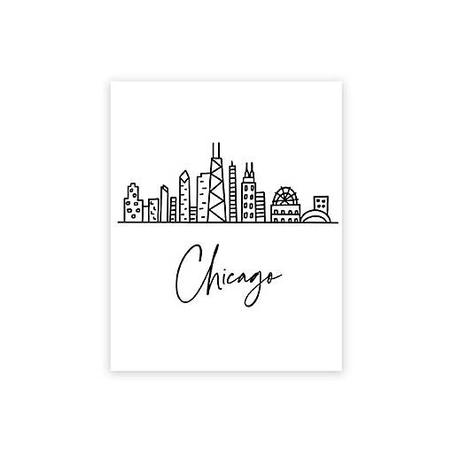 Chicago Skyline BW 16x20in 1-Pack