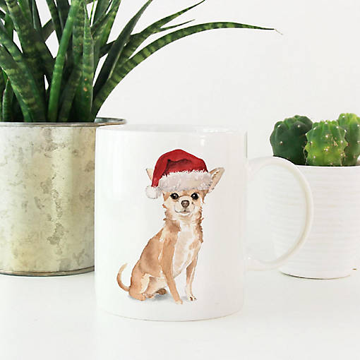 Chihuahua Santa Hat Ceramic Mug