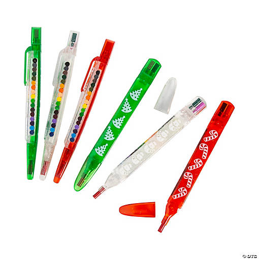 Christmas Glitter Stacking Crayons - 12 Pc.