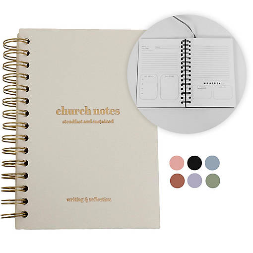 Church Notes Journal - Sermon &amp; Podcast Christian Notebook - Guided Journal to Write Key Points