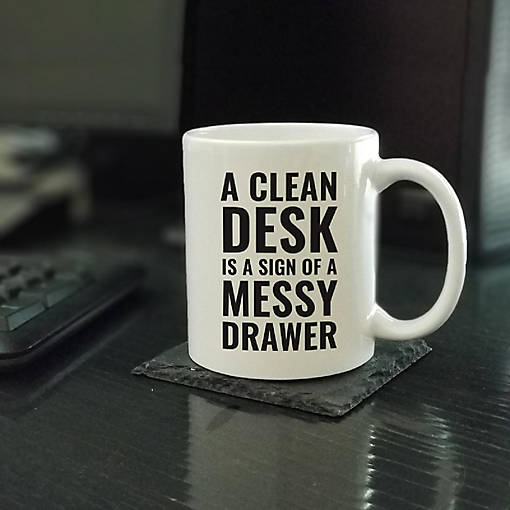 Clean Desk Clutter Drawer ceramic mug