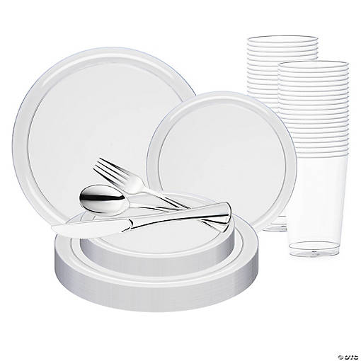 Clear Flat Round Disposable Plastic Wedding Value Set - 20 Settings