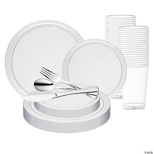 Clear Flat Round Disposable Plastic Wedding Value Set - 60 Settings