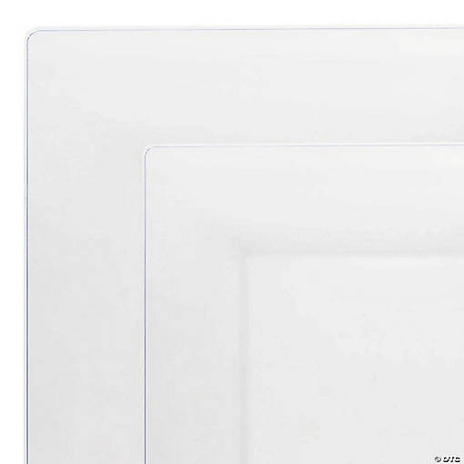 Clear Square Plastic Dinnerware Value Set - 20 Dinner Plates + 20 Salad Plates