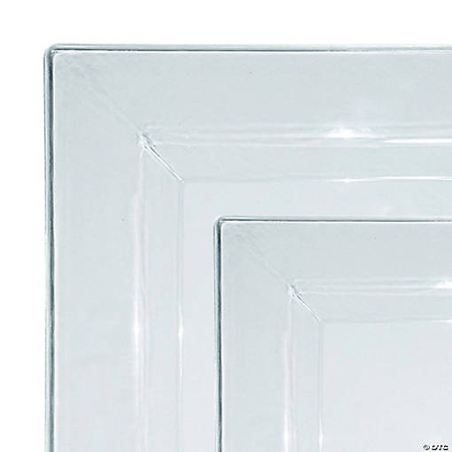 Clear Square Plastic Dinnerware Value Set (40 Dinner Plates + 40 Salad Plates)