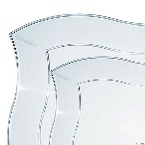 Clear Wave Plastic Dinnerware Value Set - 20 Dinner Plates + 20 Salad Plates