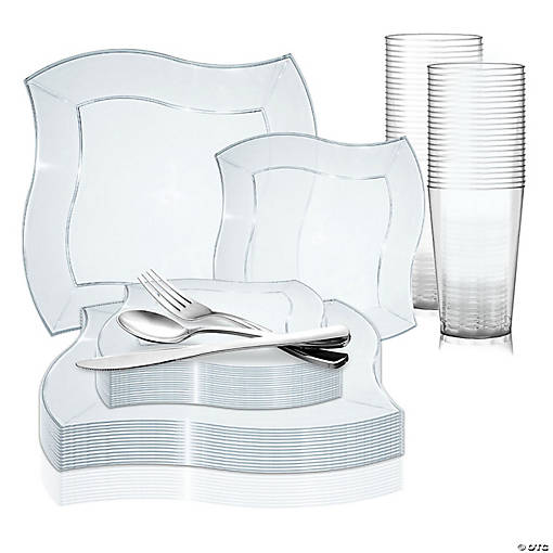 Clear Wave Plastic Wedding Value Set - 60 Settings