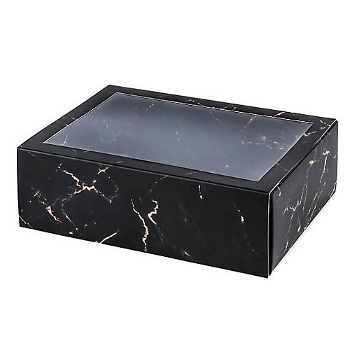 Clear Window Gift Boxes Rectangle Black 7.5" X 5" X 2.5" 12 Pack