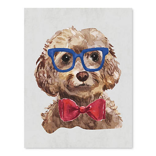 Cockapoo Print Glasses Red Bow 8.5x11in