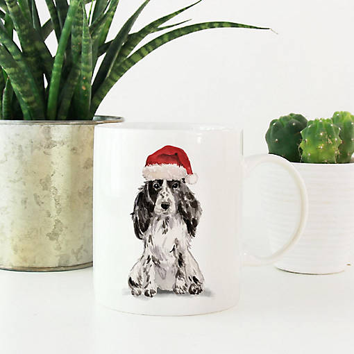Cocker Spaniel Santa Hat Ceramic Mug