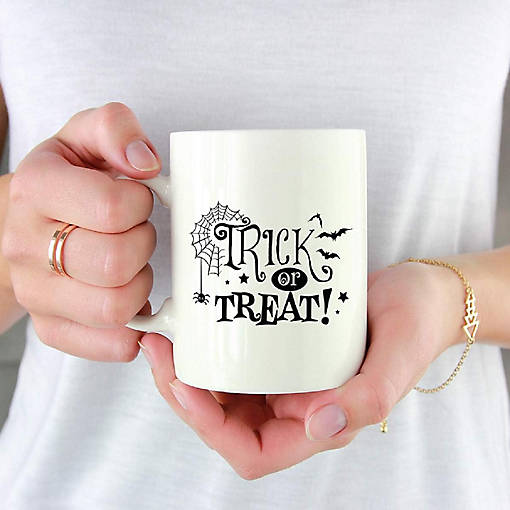 Coffee Mug Trick or Treat Spiderweb