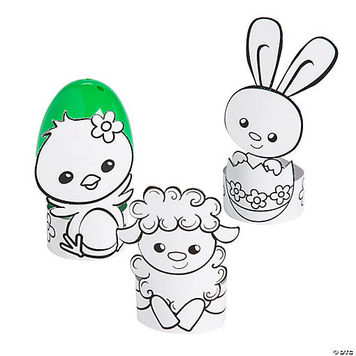 Color Your Own Spring Animals Easter Egg Holders - 24 Pc.