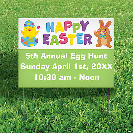 Colorful Personalized Easter Double-Sided Yard Sign - 1 Pc.