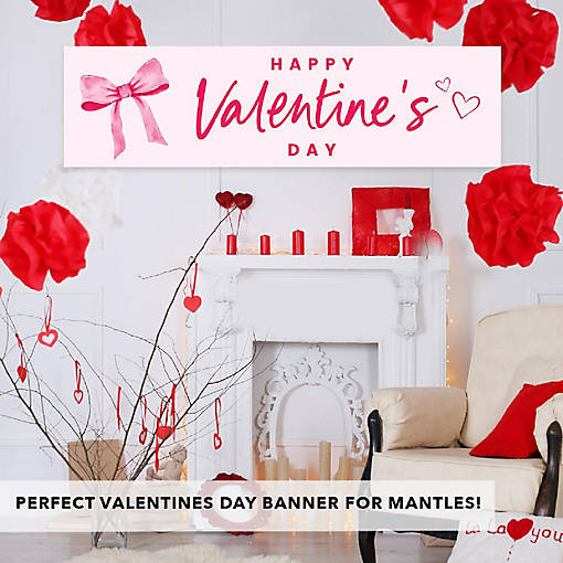 Coquette Bow Happy Valentines Banner