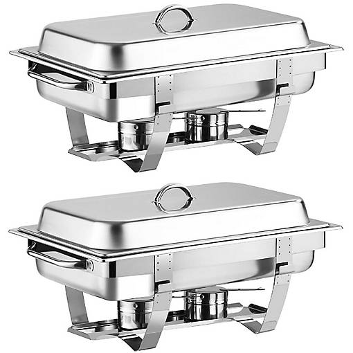 Costway 2 Packs Full Size Chafing Dish 9 Quart Stainless Steel Rectangular Chafer Buffet