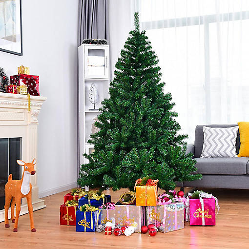 Costway 6FT PVC Christmas Tree 1000 Tips Hinged Solid Metal Legs