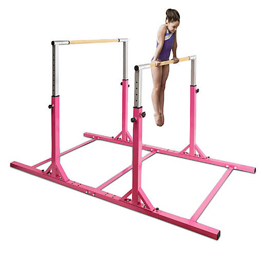 Costway Kids Gymnastics Parallel Bars Double Horizontal Bars Adjustable Width Height
