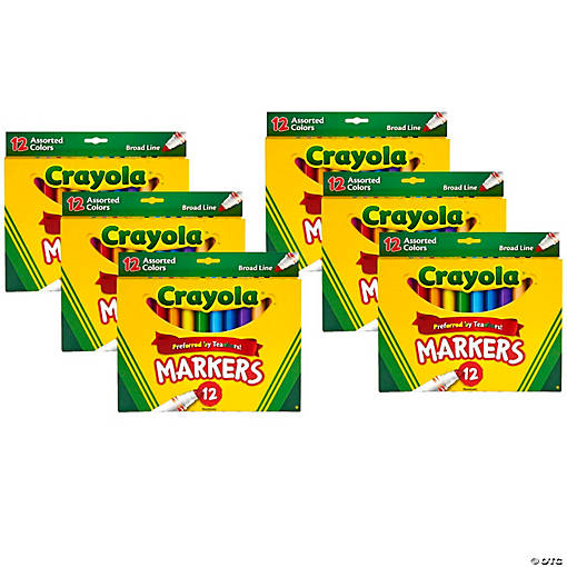 Crayola Broad Line Markers, Assorted, 12 Per Box, 6 Boxes