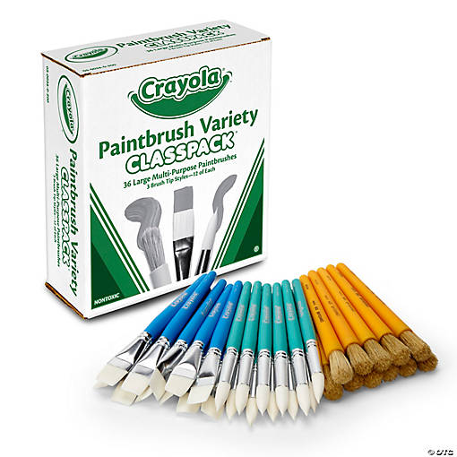 Crayola Large Variety Paint Brushes Classpack, 36 Brushes