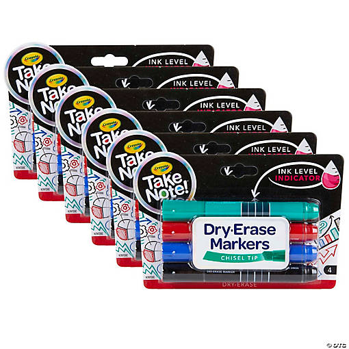 Crayola Take Note Chisel Tip Dry Erase Marker, 4 Per Pack, 6 Packs