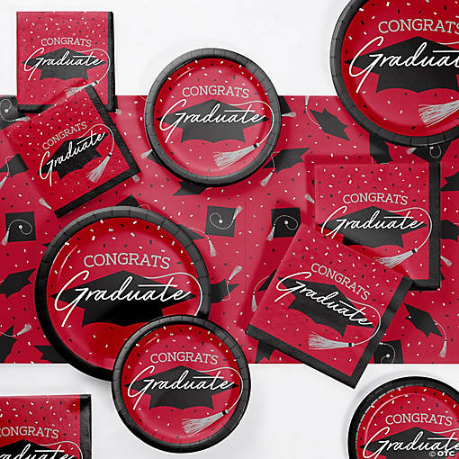 Creative Converting Red Graduation Tableware Kit, Serves 18