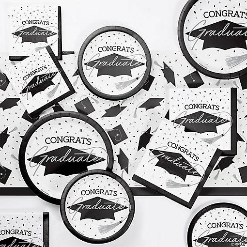 Creative Converting White Graduation Tableware Kit, Serves 18