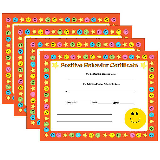 Creative Shapes Etc. - Recognition Certificate - Positive Behavior