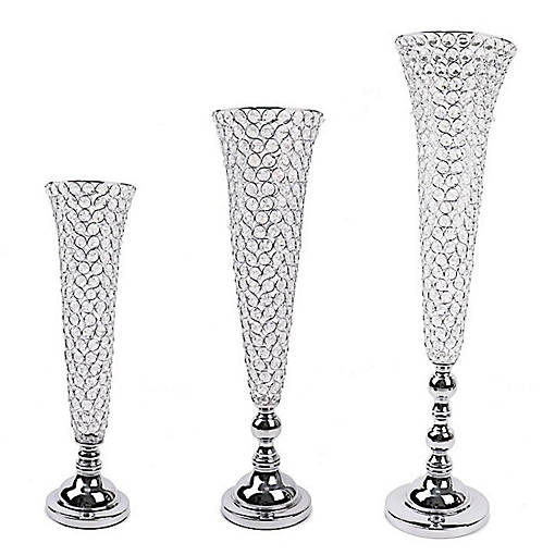 Crystal Beaded Trumpet Vases