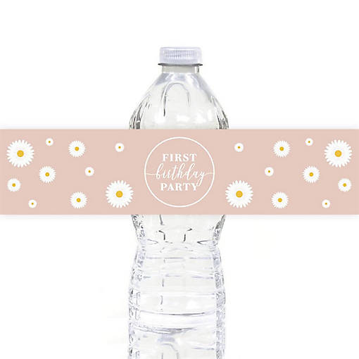 Daisy First Bday Bottle Label 2.5x8.5in