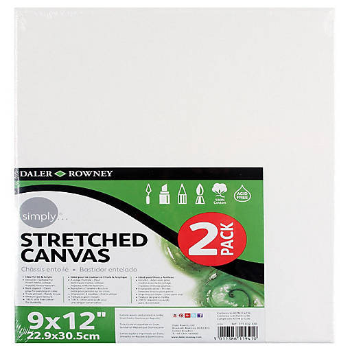 Daler-Rowney Simply Stretched Canvas 2/Pkg-9"X12"