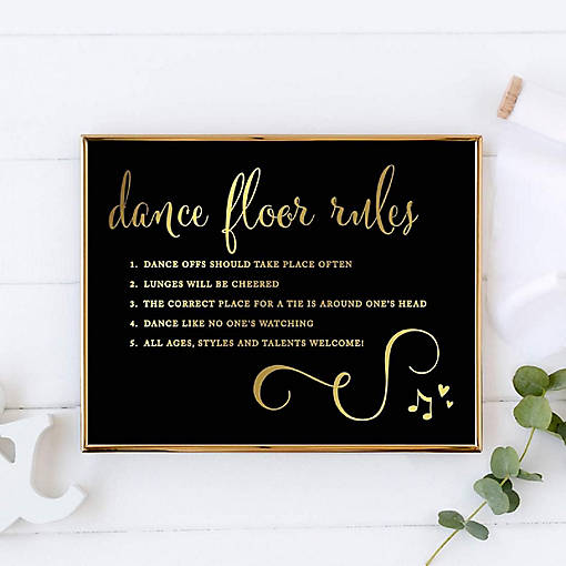 Dance Floor Rules Black Gold 8.5x11
