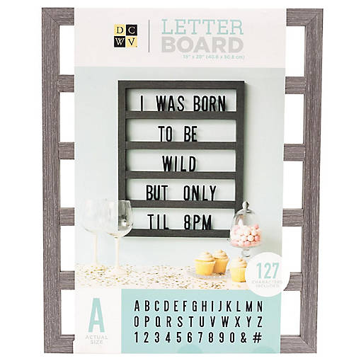 DCWV Backless Letterboard 16"X20"-Grey Oak